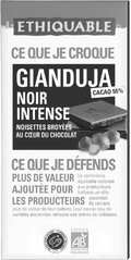 Chocolat noir Gianduja intense équitable et bio Chocolat noir Gianduja intense