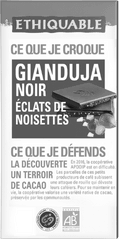 Chocolat noir Gianduja éclats de noisettes équitable et bio Chocolat noir Gianduja éclats de noisettes
