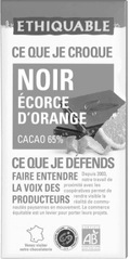 Chocolat noir ecorces orange 65% de cacao équitable et bio Chocolat noir ecorces orange 65% de cacao