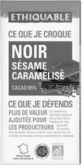 Chocolat noir sesame caramelise 65% de cacao equitable et bio Chocolat noir sesame caramelise 65% de cacao