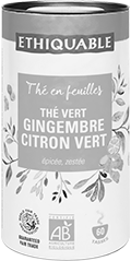 thé vrac en feuille vert gingembre citron vert ethquable équitable bio