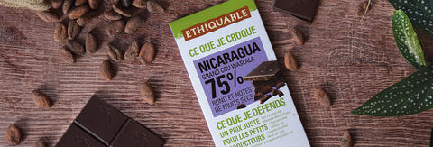 chocolat noir 75% de cacao équitable bio Nicaragua ethiquable