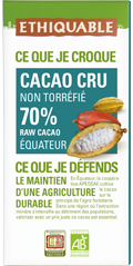 cacao cru 70% de cacao ethiquable
