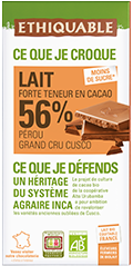 chocolat lait perou 56% bio equitable ethiquable