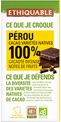 chocolat noir Pérou 100% bio equitable ethiquable