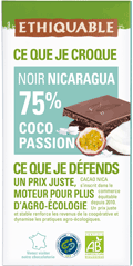 Chocolat noir 75% coco passion bio equitable ethiquable