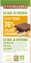 chocolat noir ethiquable 76% de cacao équitable bio