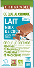 chocolat au lait noix de coco equitable bio ethiquable france