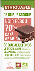 chocolat noir 70% pérou café arabica equitable bio ethiquable franceo