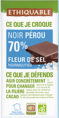 chocolat noir 70% pérou fleur de sel noir moutier equitable bio ethiquable franceo