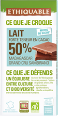chocolat lait Madagascar 50% bio equitable ethiquable