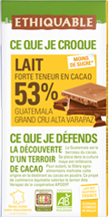 chocolat lait Guatemala 53% bio equitable ethiquable