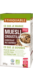 Muesli croustillant chocolat riz quinoa équitable et bio