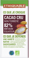 Chocolat Cacao cru 82% de cacao