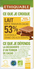 Chocolat au lait 56% de cacao Guatemala grand cru Alta Verapaz