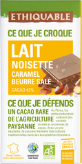 Chocolat au lait noisette caramel beurre salé 42% de cacao
