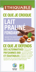 chocolat lait praliné fondant bio équitable ethiquable