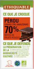 Chocolat noir 70% de cacao Perou grand cru Amazonas