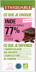 Chocolat noir 77% de cacao Inde grand cru Kerala