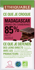 Chocolat noir 85% de cacao Madagascar grand cru Sambirano