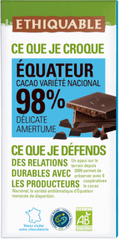 Chocolat noir 98% de cacao Equateur