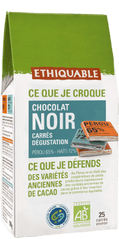 Chocolat noir carres de degustation 65% et 72%