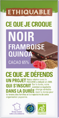 Chocolat noir framboise quinoa 65% de cacao