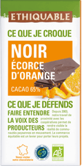Chocolat noir ecorces orange 65% de cacao