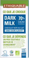 Dark Milk 70% Chocolat noir au lait bio équitable
