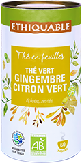 thé vrac en feuille vert gingembre citron vert ethquable équitable bio
