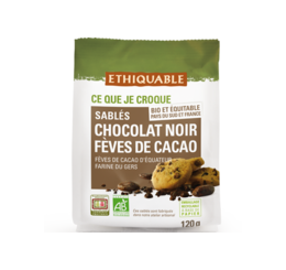 sablé chocolat noir fève de cacao bio equitable ethiquable