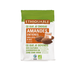 amandes entières grillées à sec sans sel bio équitable ethiquable