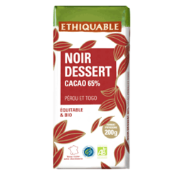 chocolat noir dessert ethiquable bio equitable 65%