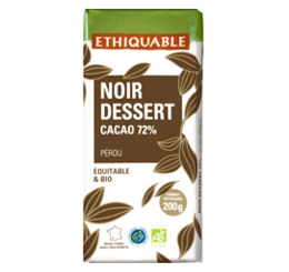 chocolat noir dessert ethiquable bio equitable 72%