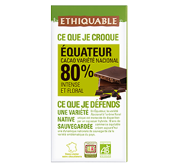 chocolat noir equateur 80% bio equitable ethiquable