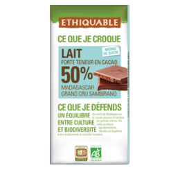ETHIQUABLE CHOCOLAT BIO EQUITABLE lait 50%