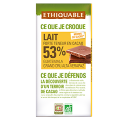 chocolat lait haute teneur en cacao 53% guatemala
