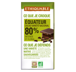 chocolat equateur 80% bio équitable ethiquable