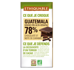 Chocolat noir grand cru 78% guatémala équitable bio
