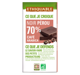 ethiquable chocolat noir 70% café equitable bio