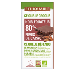 chocolat noir 80% équteur fève de cacao equitable bio ethiquable franceo