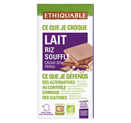 chocolat au lait riz soufflé equitable bio ethiquable france