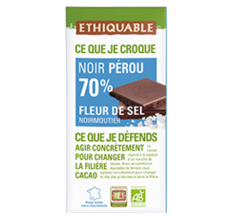 chocolat noir 70% pérou fleur de sel noir moutier equitable bio ethiquable franceo