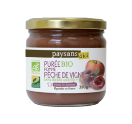 france puree pomme peche de vigne bio equitable paysans d ici