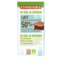 chocolat lait Madagascar 50% bio equitable ethiquable
