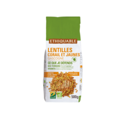 Lentilles corails et jaunes France équitable et bio