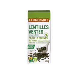 Lentilles vertes de Charente France équitable et bio