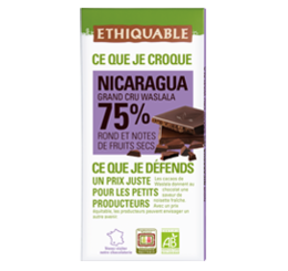 chocolat noir 75% Nicaragua bio equitable ethiquable
