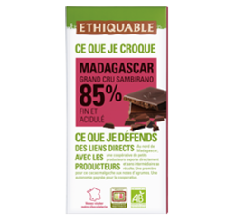 chocolat noir 85% Madagascar bio equitable ethiquable