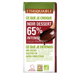 noir dessert 65% de cacao ethiquable bio équitable 